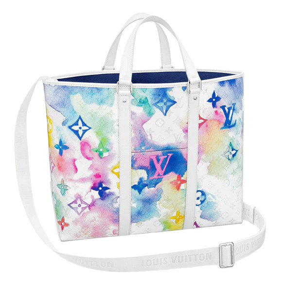 Louis Vuitton New Tote GM White Watercolor Multicolor Monogram Logo Shoulder Bag - Picture 1 of 12